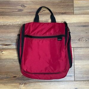L.L. Bean Personal Toiletry Organizer Hanging Bag Small Red